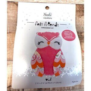 Needle Creations Felt Friends Pink Owl Ornament Kit Ages 8+ Craft Kit